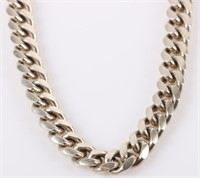 STERLING SILVER CURB LINK MEN'S CHAIN NECKLACE