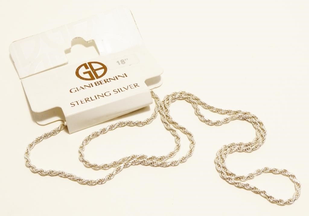 Giani Bernini 18" Sterling Silver Rope Necklace