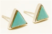 Turquoise & Sterling Silver Triangle Stud Earrings