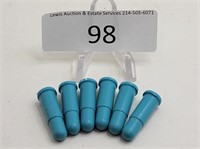Set of 6 Blue Plastic Unmarked Toy Bullets