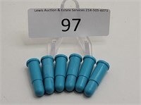 Set of 6 Blue Plastic Unmarked Toy Bullets