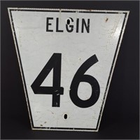 "ELGIN 46" Reflective Metal Trapezoid Road Sign