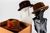 3 Vintage Men's Hats Stetson Mallory & 2 Fedora