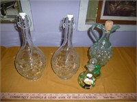 Glass Wine Decanters & Hand Painted Oil Bottle