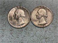 1955 and 1955D Washington quarters