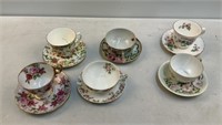 Tea Cups with Saucers (6), Mixed