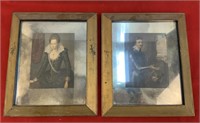 (2) Hand Tinted Portraits of Gentleman & Woman