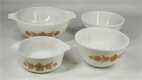 (4) VINTAGE PYREX BUTTERFLY GOLD DISHES