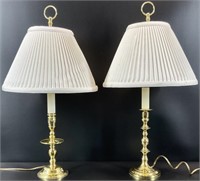 Pair Baldwin Brass Candlestick Lamps