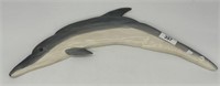 29" Wood Painted Dolphin Wall Sculpture Statue