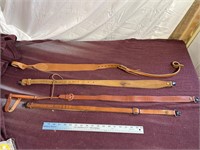 Four leather rifle slings
