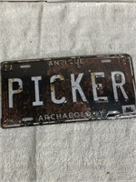 Metal Antique Picker License Plate