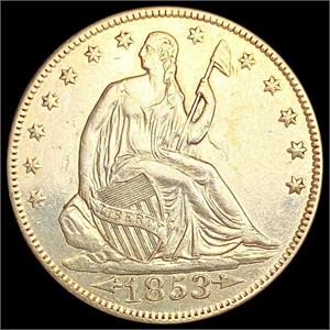 1853 A+R Seated Liberty Half Dollar CLOSELY