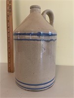 1 gallon stoneware crock with blue