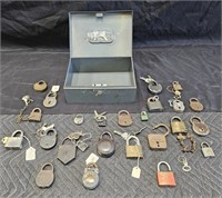 Group of antique and vintage locks & keys.