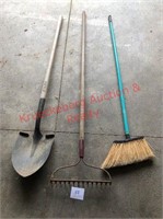 Broom, Shovel, Steel Rack