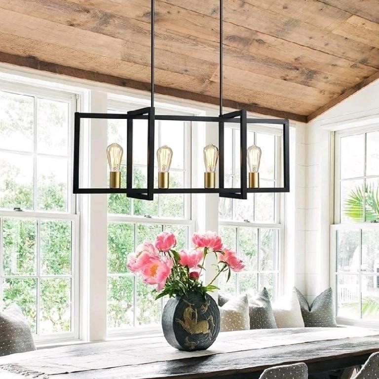 New XINGQI Modern Kitchen Island Light Fixyure Bla