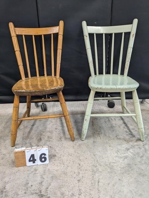 Two Plank Seat Windsor Style Chairs