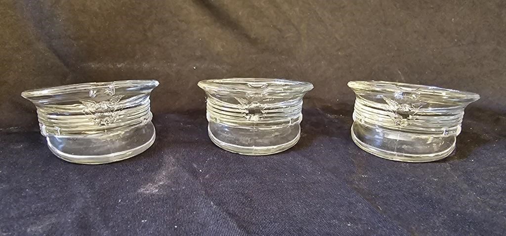 Clear Military Cap Glass Ashtrays