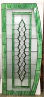 Slag Green & Clear Stained Glass Panel