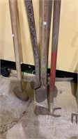 Garden tools - small spade, pitchfork, ax