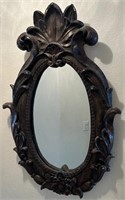 71 - ANTIQUE OVAL FRAMED WALL MIRROR 30"L