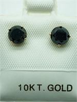10K Gold Black Diamond (1.4cts) Earrings
