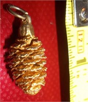 Tiny Gold Covered Pinecone Charm