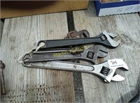 5 adjustable wrenches, crescent, williams, utica