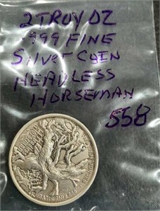 2 troy ounces .999 fine silver, Headless Horseman