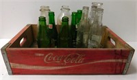 1973 Coca Cola Wood Crate Milk & Soda Bottles