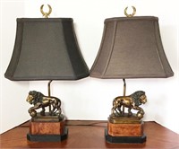 SF Bay Trading Lion Bedside Lamps Lot of 2