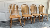 Set of Four Wooden Windsor Style Dining Chairs