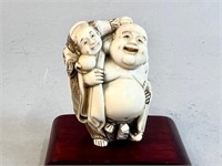 VINTAGE SIGNED HAPPY BUDDHA NETSUKE