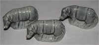 (3) Vtg Wade Whimsies Porcelain Rhino Figures