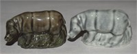 (2) Vtg Wade Whimsies Porcelain Rhino Figures