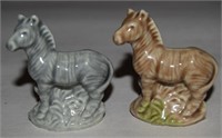 (2) Vtg Wade Whimsies Porcelain Zebra Figures