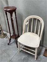 Twirled Pedestal and Timber Chair