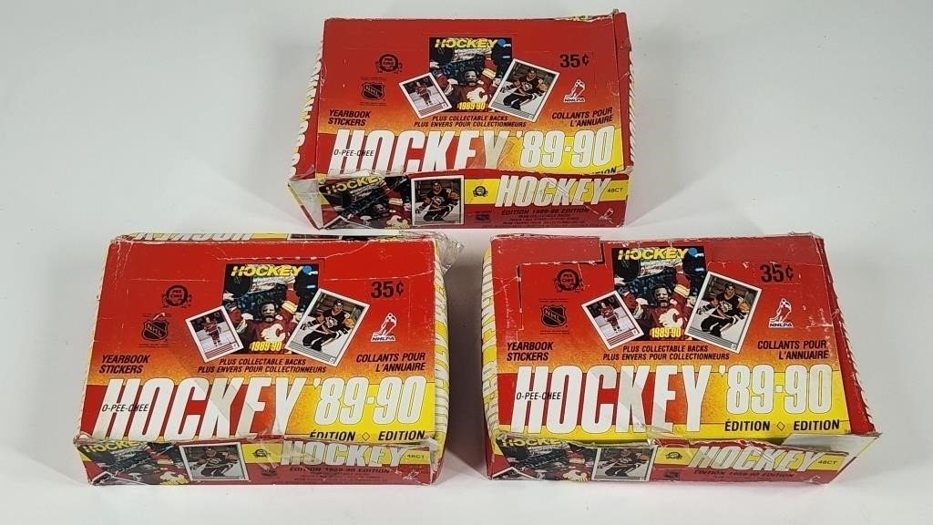 3) 1989-90 O PEE CHEE HOCKEY WAX BOXES