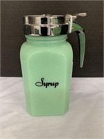 VINTAGE HAZEL ATLAS JADEITE SYRUP DISPENSER- 5 in