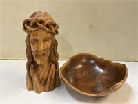 Hand Carved Nativity Olive Wood bust of Jesus