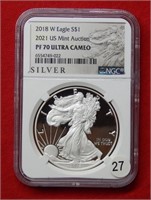 2018 W American Eagle NGC PF70 1 Ounce Silver