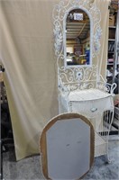 Wicker and Iron Stand with Mirror