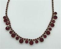 Stunning Vintage Ruby Red Rhinestone 14” Necklace
