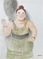 Fernando Botero Watercolor on Paper