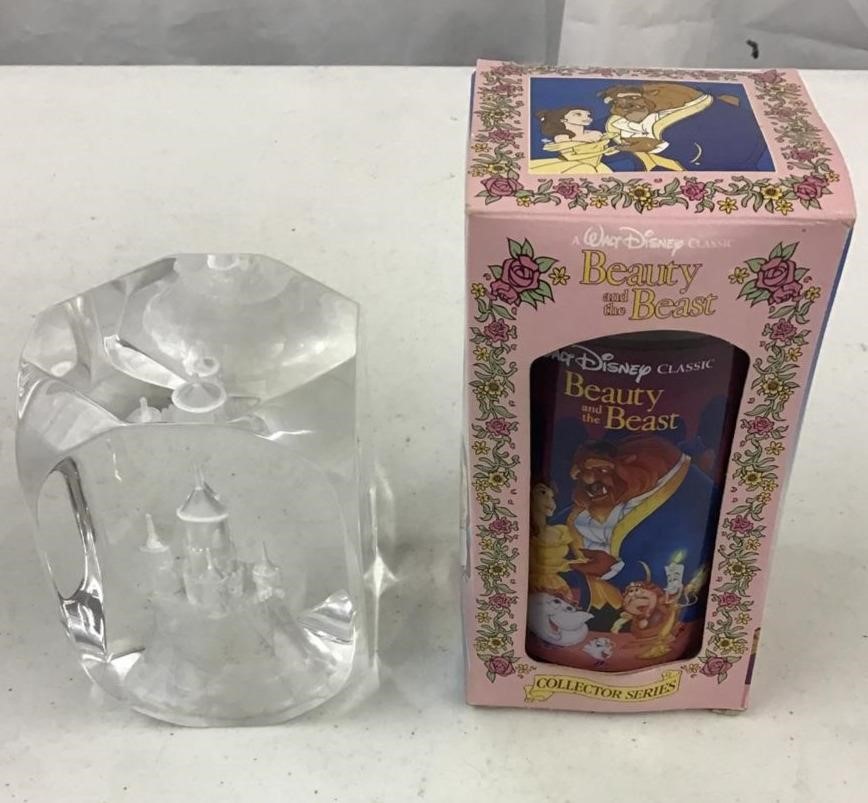 Disney Sculpture & Beauty & Beast Glass