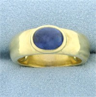 Mens Solitaire Sapphire Ring in 18k Yellow Gold