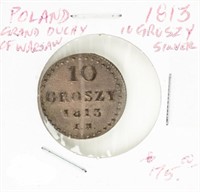Coin 1813 Poland Silver Groszy - XF