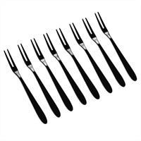 Vababa 8-Piece Black Stainless Steel Fruits Fork
