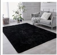Soft shag area rug black